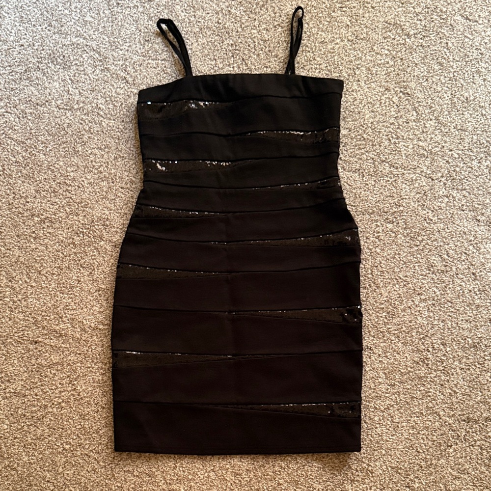 INC International Concepts Black Sequin Bandage Mini Dress
